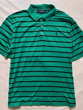 Ralph Lauren Polo Golf Vintage Teal Polo Black Stripes XL